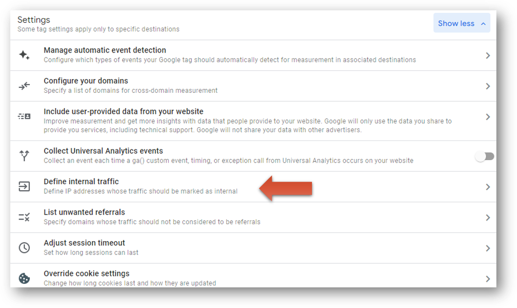 define internal ga4 traffic