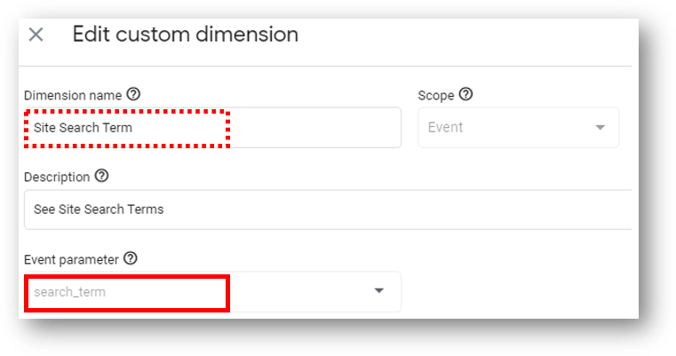 search term event parameter in ga4